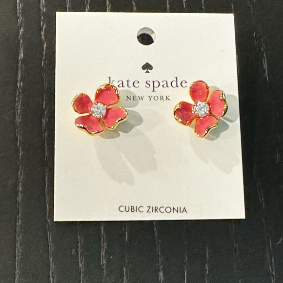 NWT Kate Spade Freshly Picked Flower Stud Earrings, Pink NEW floral - Picture 3 of 5